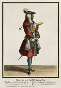 Cavaliernek öltözött Cleante divattányér, 1695 körül